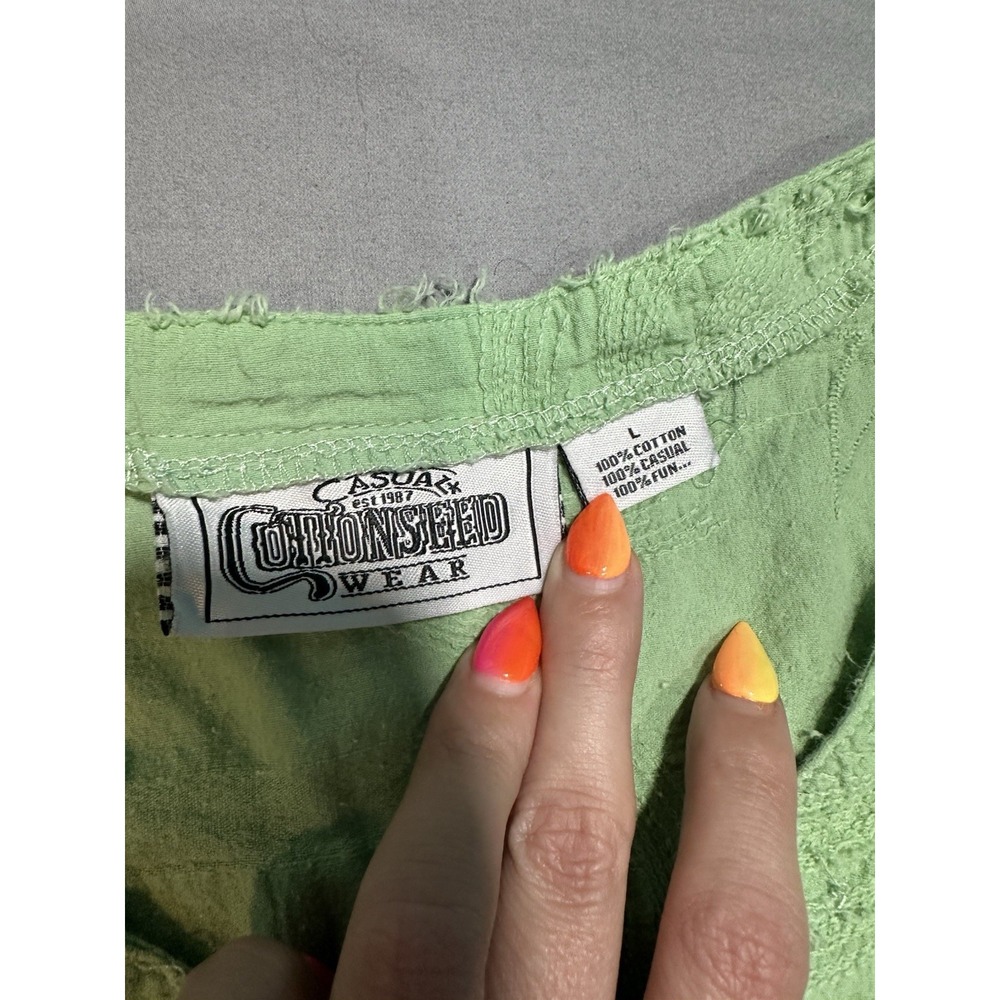Cottonseed Lime Green Embroidered Floral Tunic Top L - Picture 3 of 8
